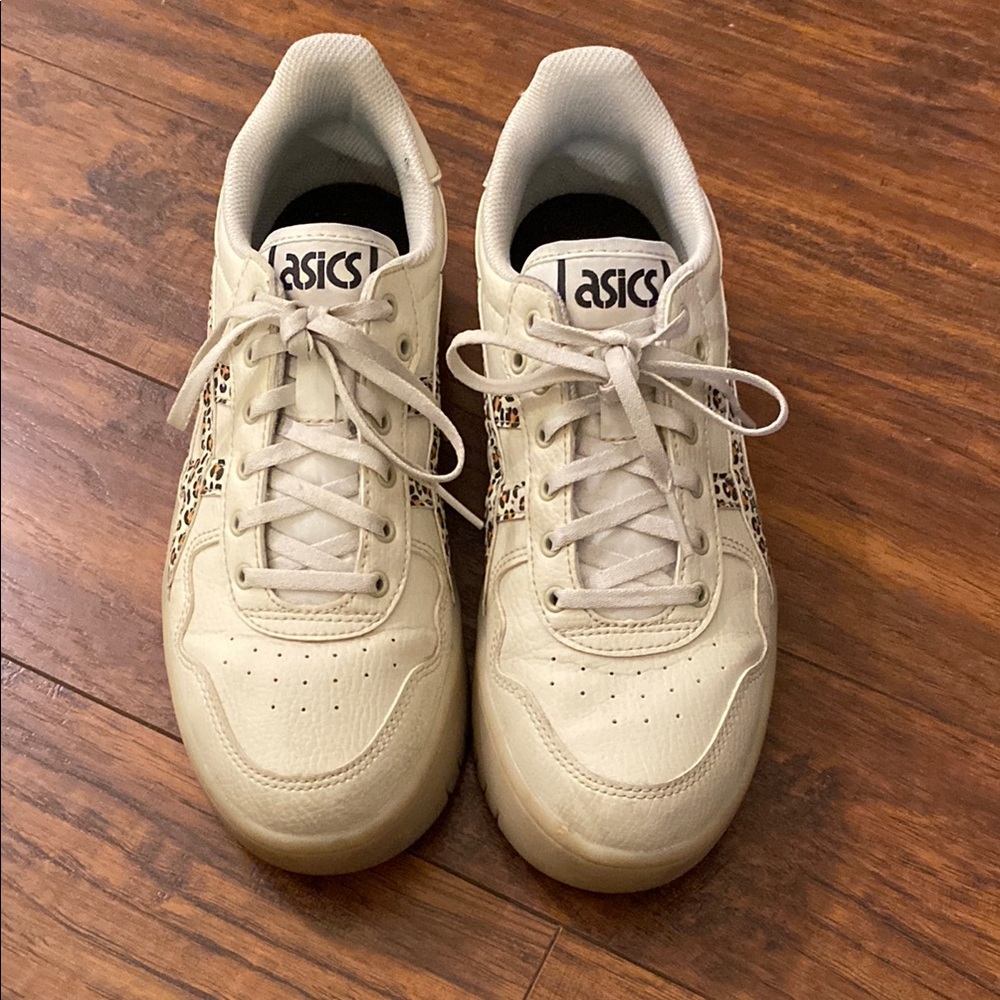Asics Cream Sneakers with Leopard Print